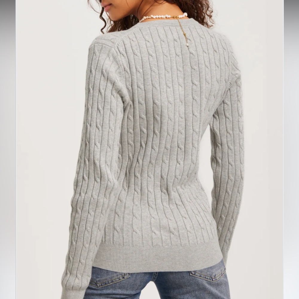 Esprit Light Gray Cable Knit Sweater Size Medium